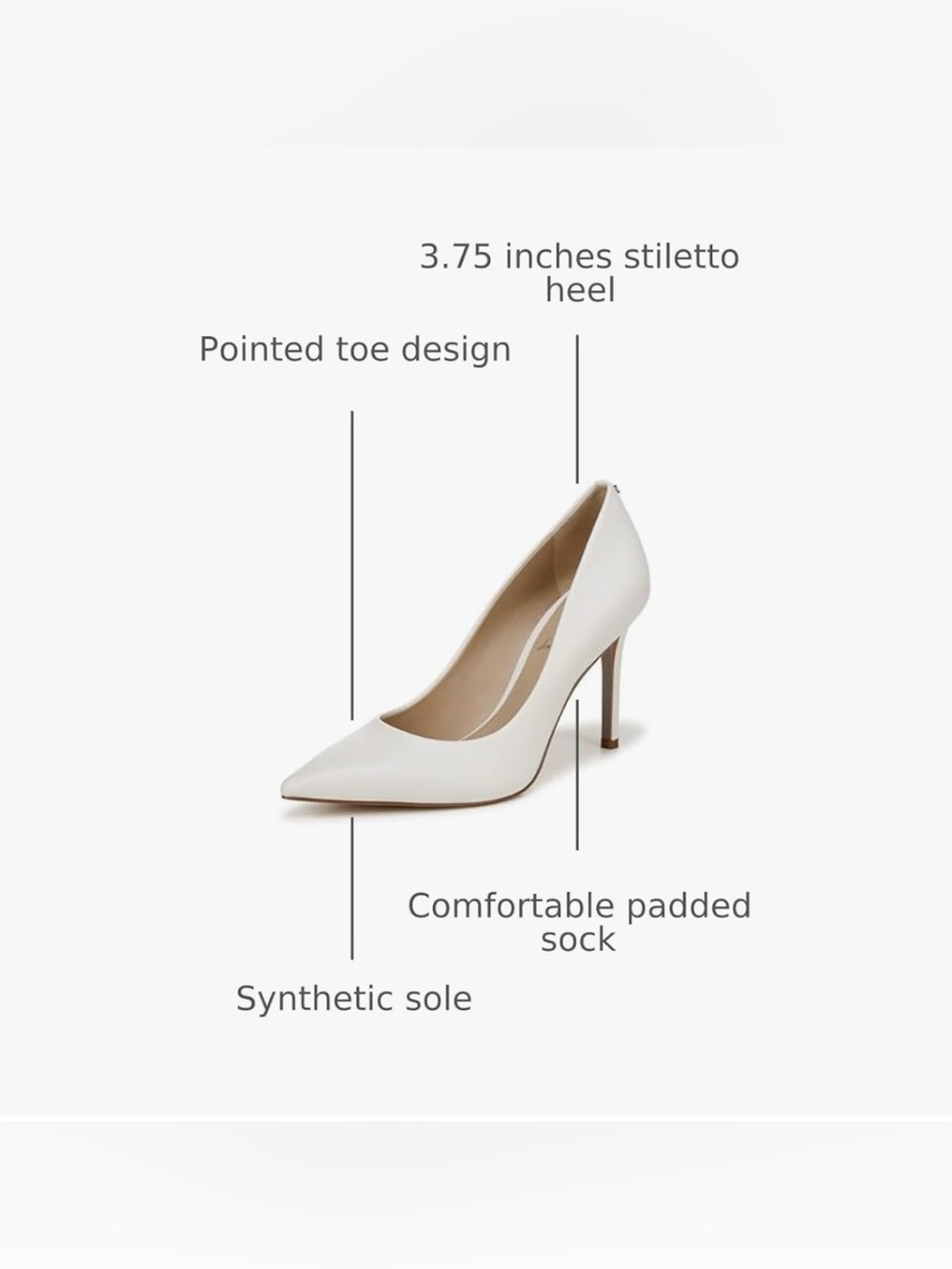 Sam Edelman Classic Bright White Pointed-Toe High Heel Pump Size 7.5 NWT - Picture 3 of 12